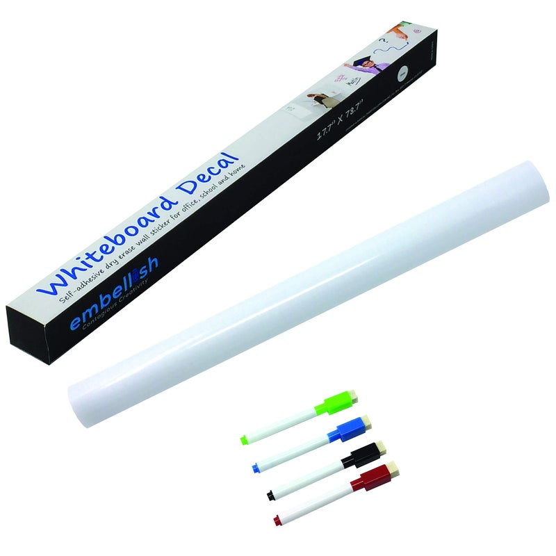 embellish Extra Large Whiteboard Decal Sticker, Self-Adhesive Paper Message Board (6.5 FEET) Peel and Stick Wallpaper with 4 Dry Erase Markers, Size 17.7â€ X 78.7â€ - Image 2